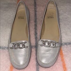 Stuart Weitzman Silver Chain Loafer 8.5 leather